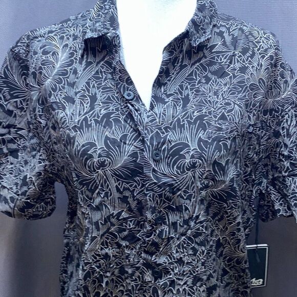 NWT Dead Stock ...lost men button down up Shirt Sz L black/white - Picture 2 of 9